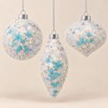 Decorazione Natalizia in Vetro Bianca con Fiocchi di Neve Ø 10 cm