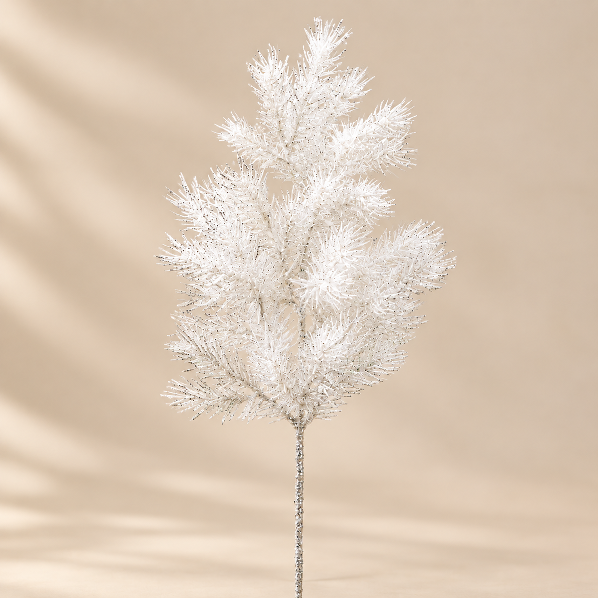 Ramo di Pino Artificiale Bianco Glitter h.47 cm