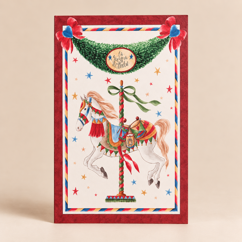 Quadro Natalizio La Giostra di Amelie con Cavallo Carosello 22 x 35 cm