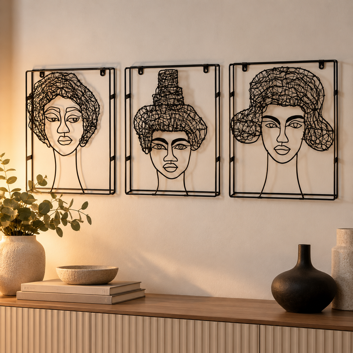 Decorazione da Parete Volto in Metallo Nero 30 x 35 cm - EDG