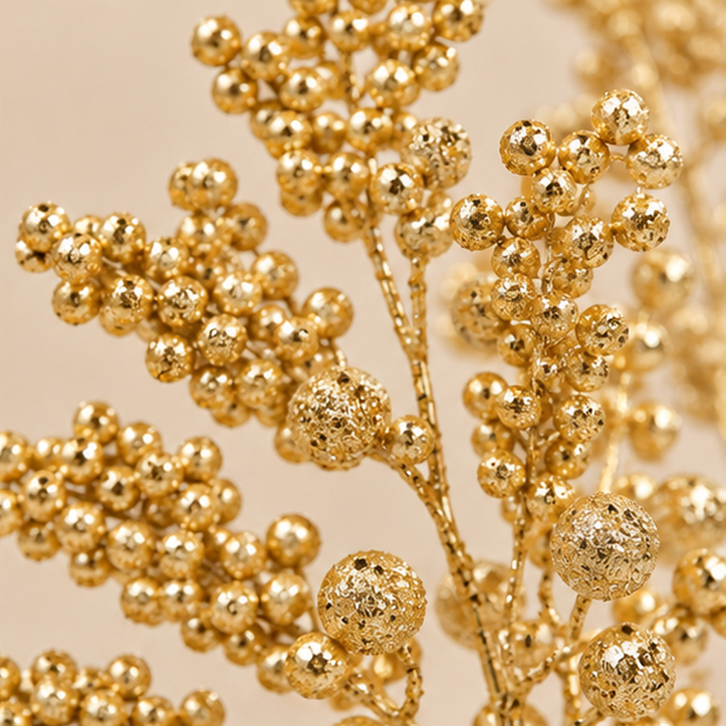 Ramo Bacche Glitter Oro H 83 cm - EDG