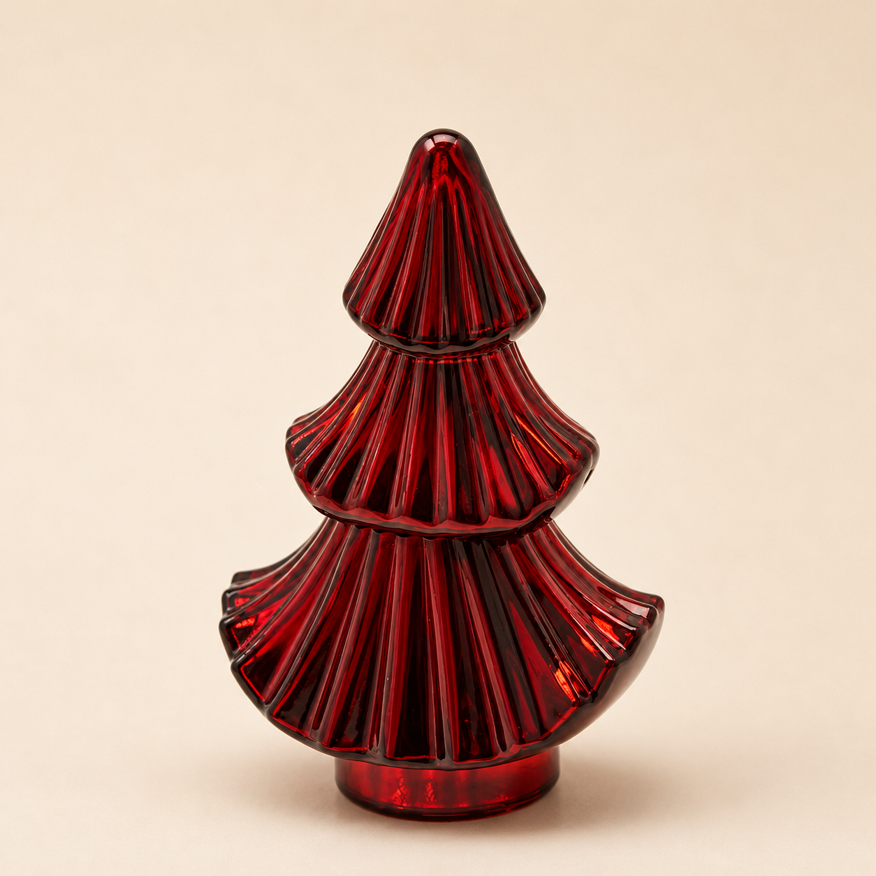 Candela Natalizia Profumata "Nordic Forest" a Forma di Albero rosso h.25cm