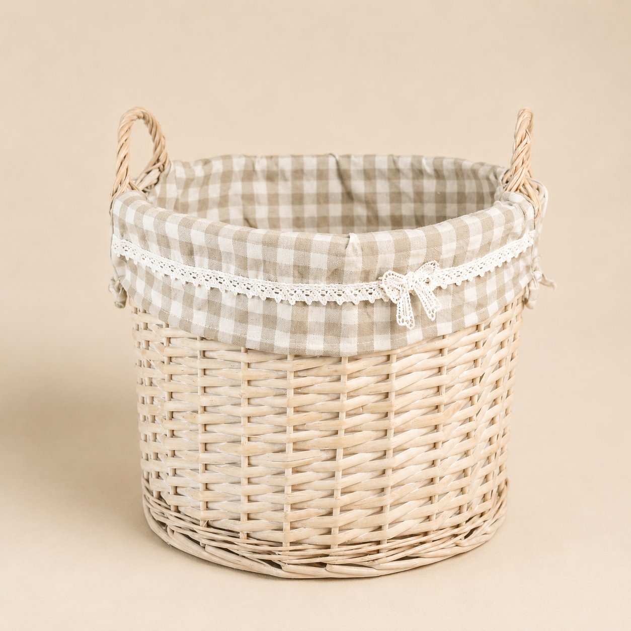 Cestino Tondo a Quadri – Ø 38 x H 38 cm