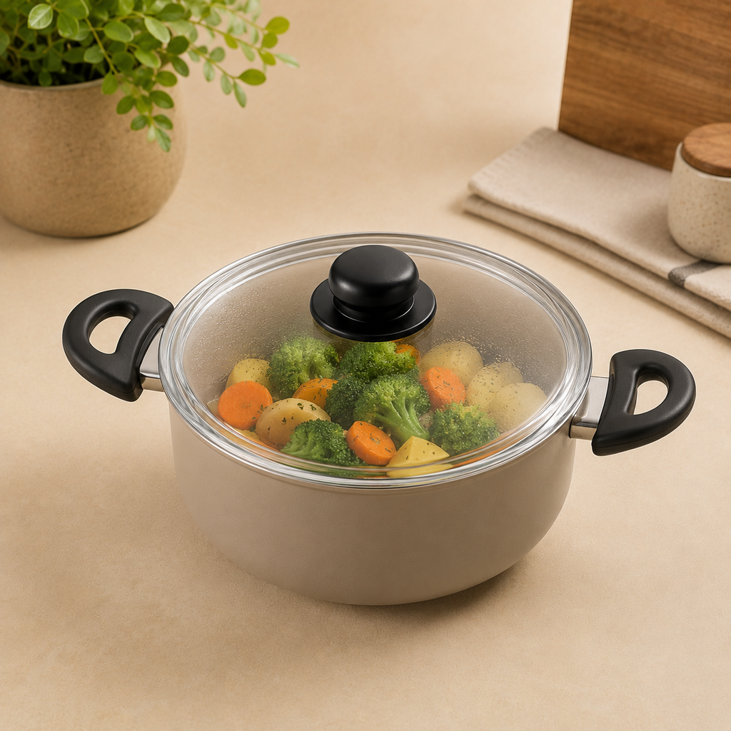 Coperchio in Vetro Borosilicato con Impugnatura Antiscottatura – Ø 20 cm