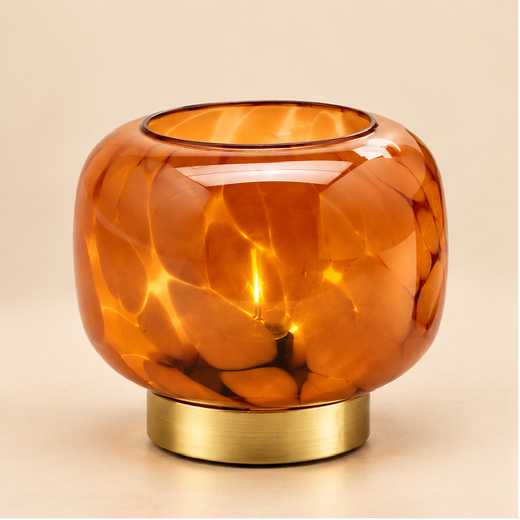 Lampada da Tavolo Joplin EDG in Vetro Ambrato H 14 cm