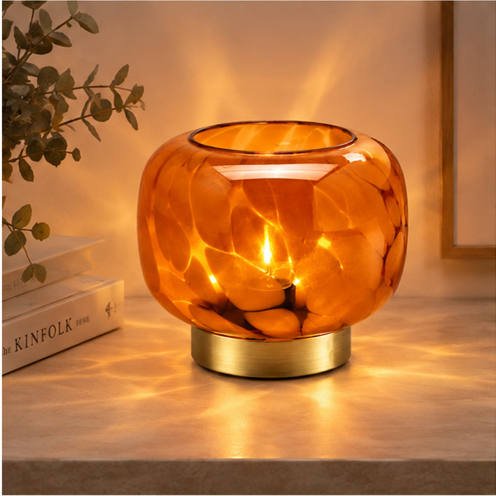 Lampada da Tavolo Joplin EDG in Vetro Ambrato H 14 cm