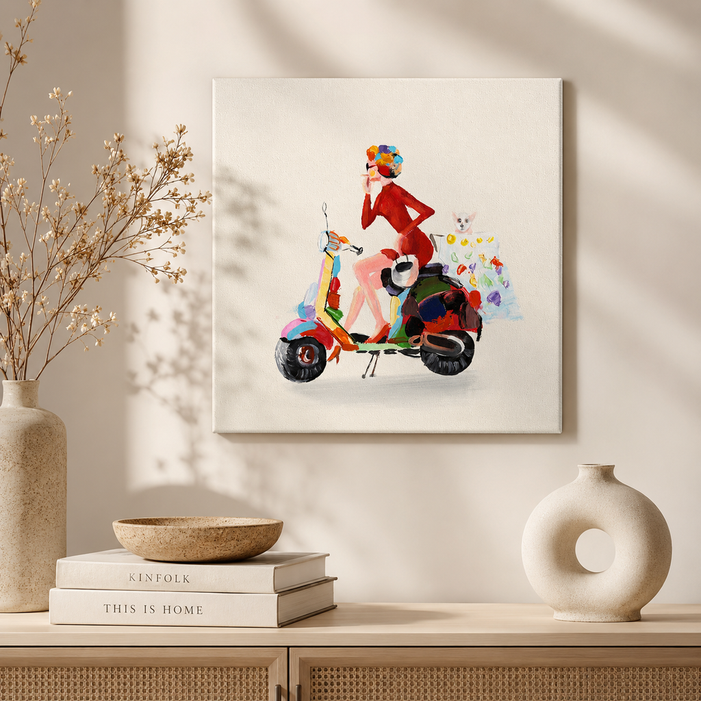 Dipinto a Mano Vespa Colorata – 30 x 30 cm