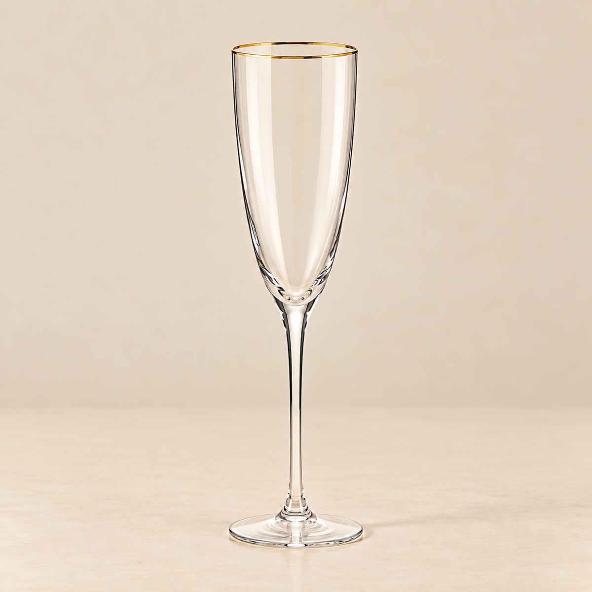 Set 6 Calici Flûte da Champagne in Vetro Trasparente con Bordo Oro – 260 ml