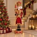 Schiaccianoci Reale Gigante EDG Musicale con LED Rosso e Oro, Corona e Scettro 153cm
