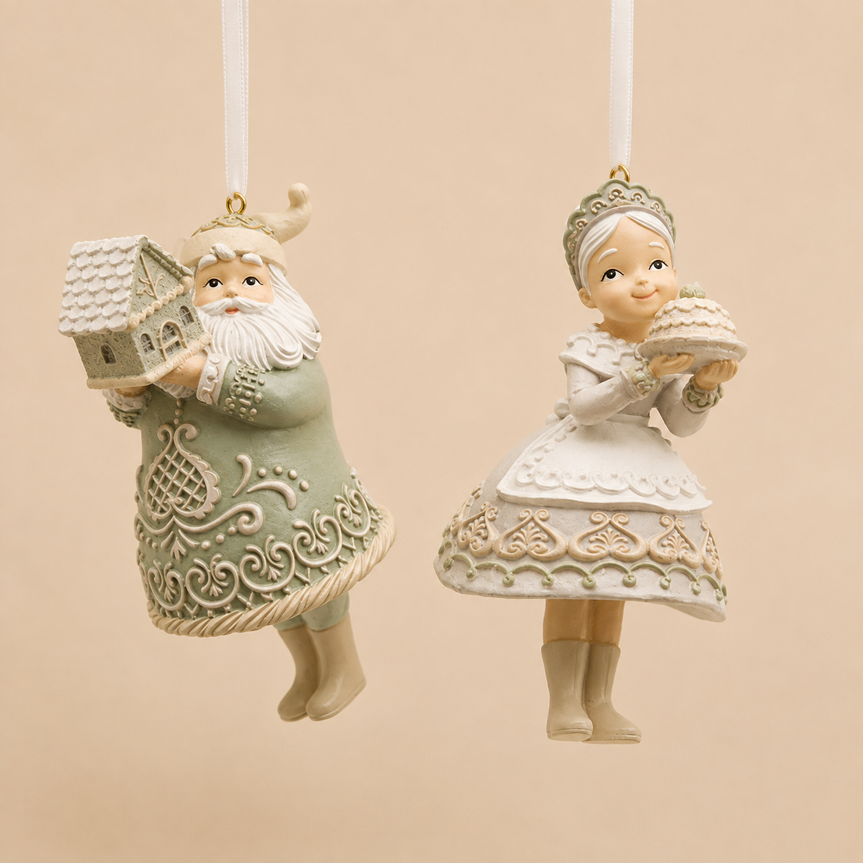 Decoro Pendente Mamma e Babbo Natale con Dolcetti – H 13 cm