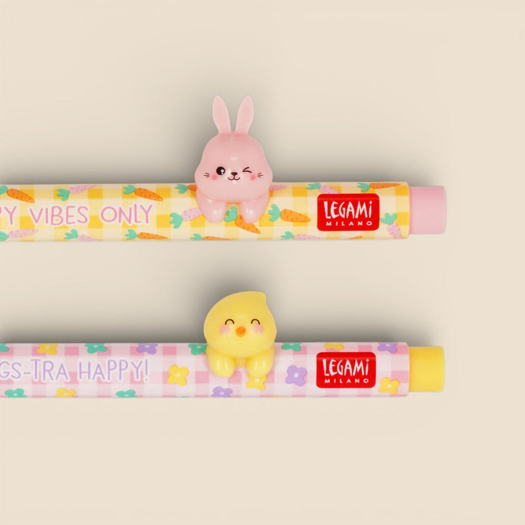 Set di 2 Penne Gel con Animaletto Decorativo - Lovely Friends - Hoppy Easter Decorazioni Pasquali