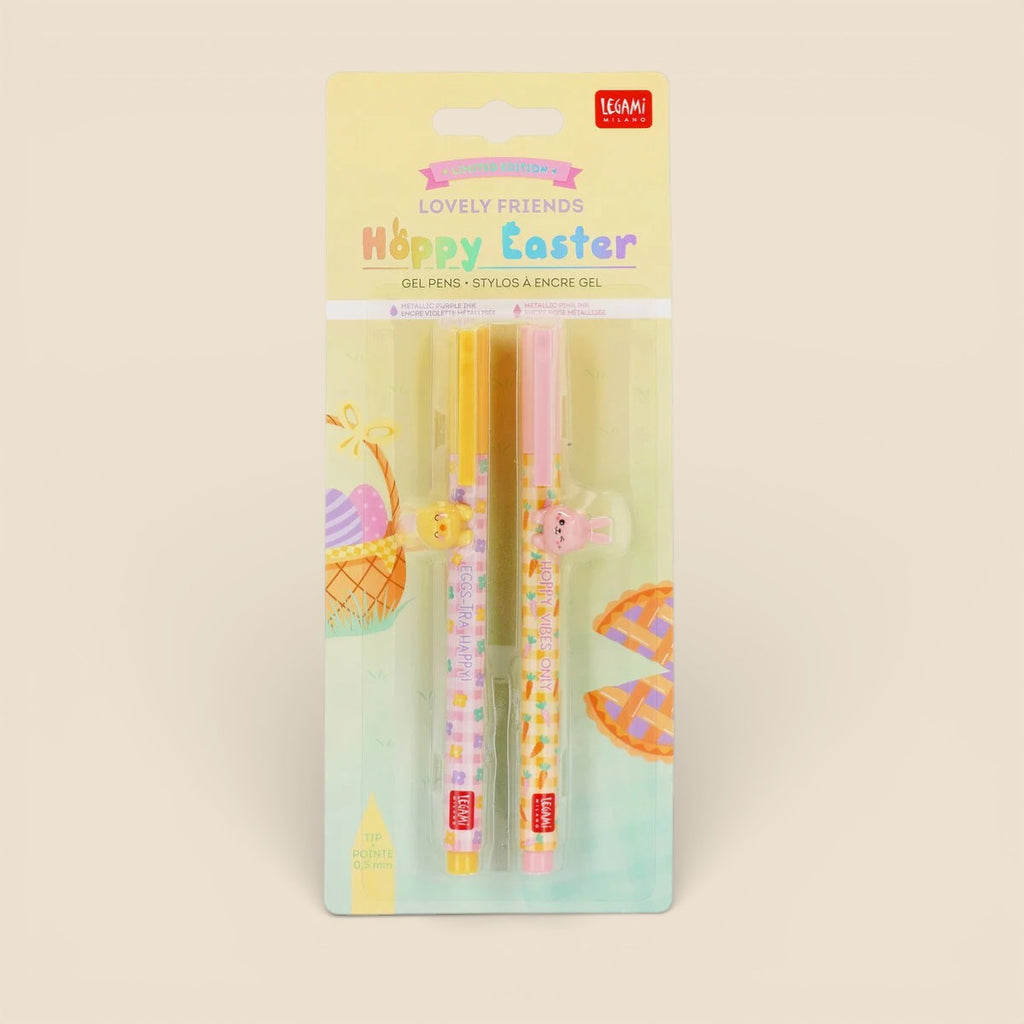 Set di 2 Penne Gel con Animaletto Decorativo - Lovely Friends - Hoppy Easter Decorazioni Pasquali