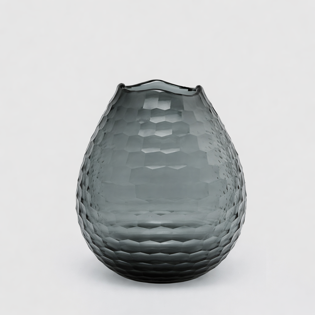 Vaso bombato esagoni fumè h.23