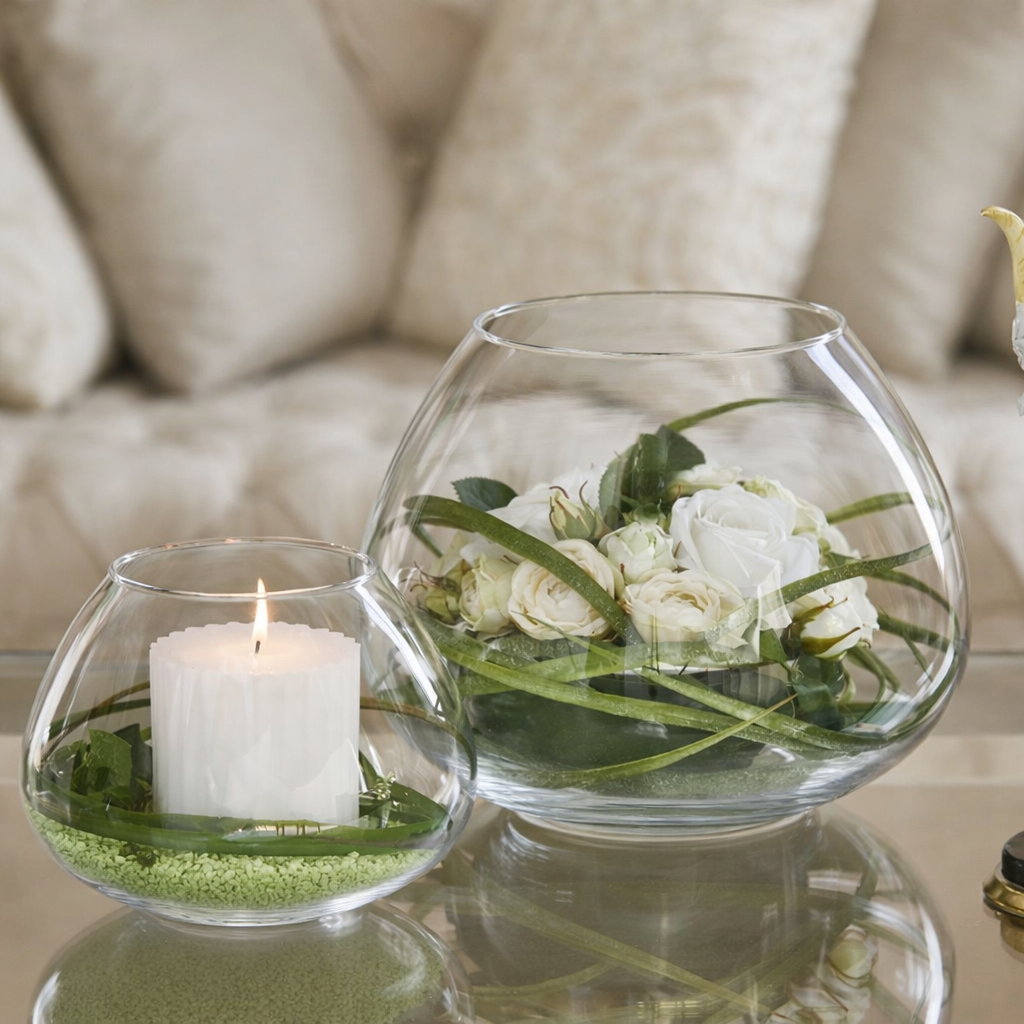 Vaso in vetro bombato h.17