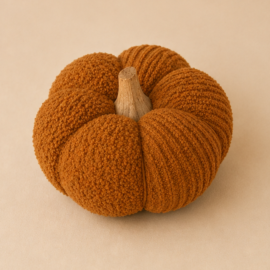 Zucca Decorativa Arancio in Tessuto – Ø 15 x H 12 cm