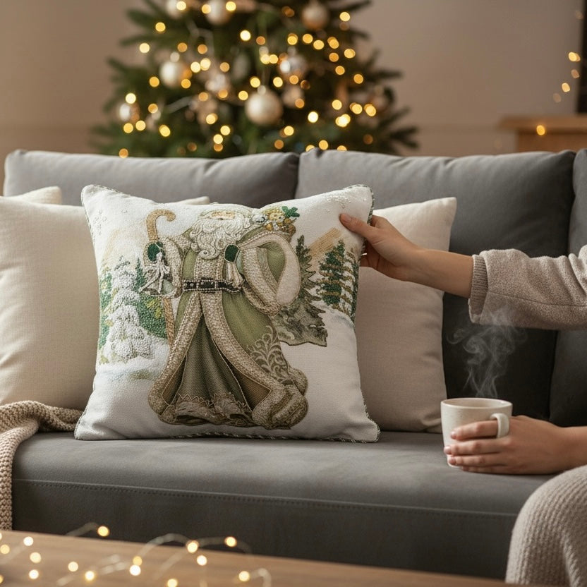Cuscino ricamato Babbo Natale - LB HOME