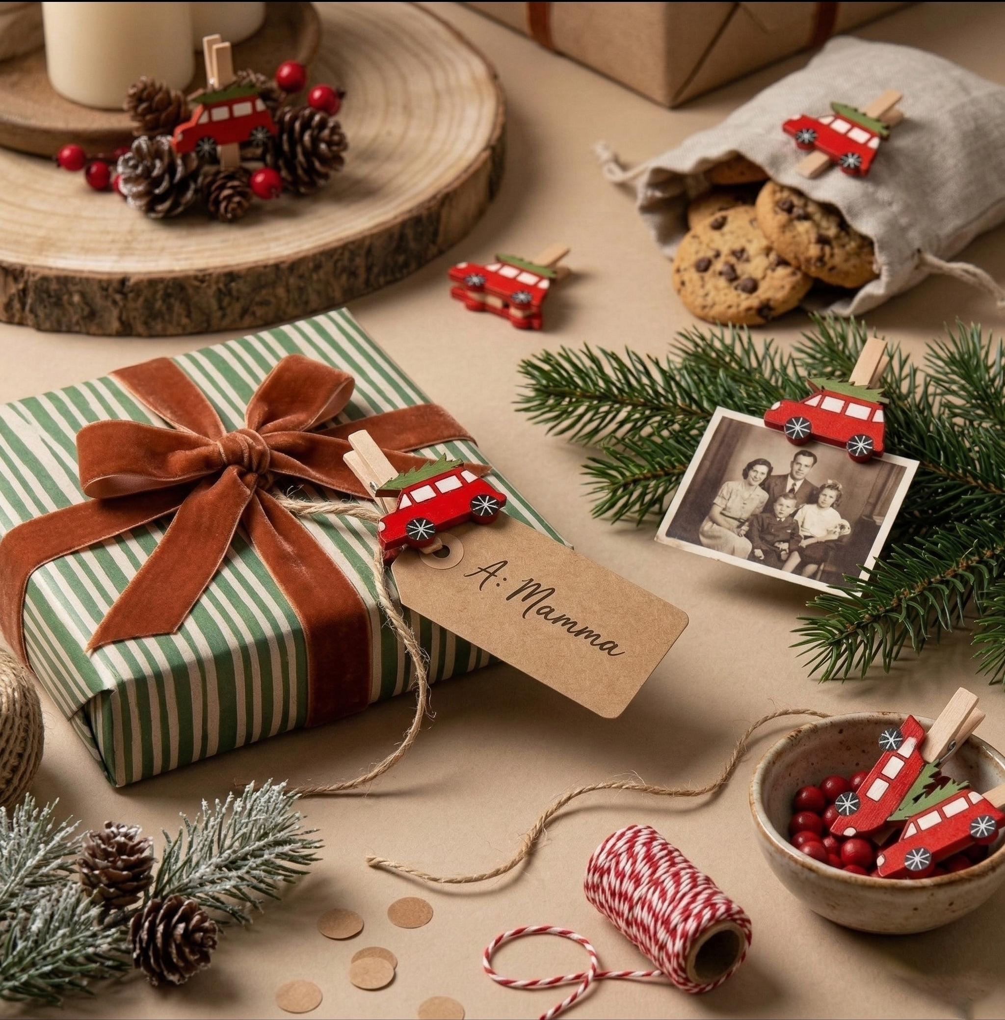 Set 6 mollette macchina natale