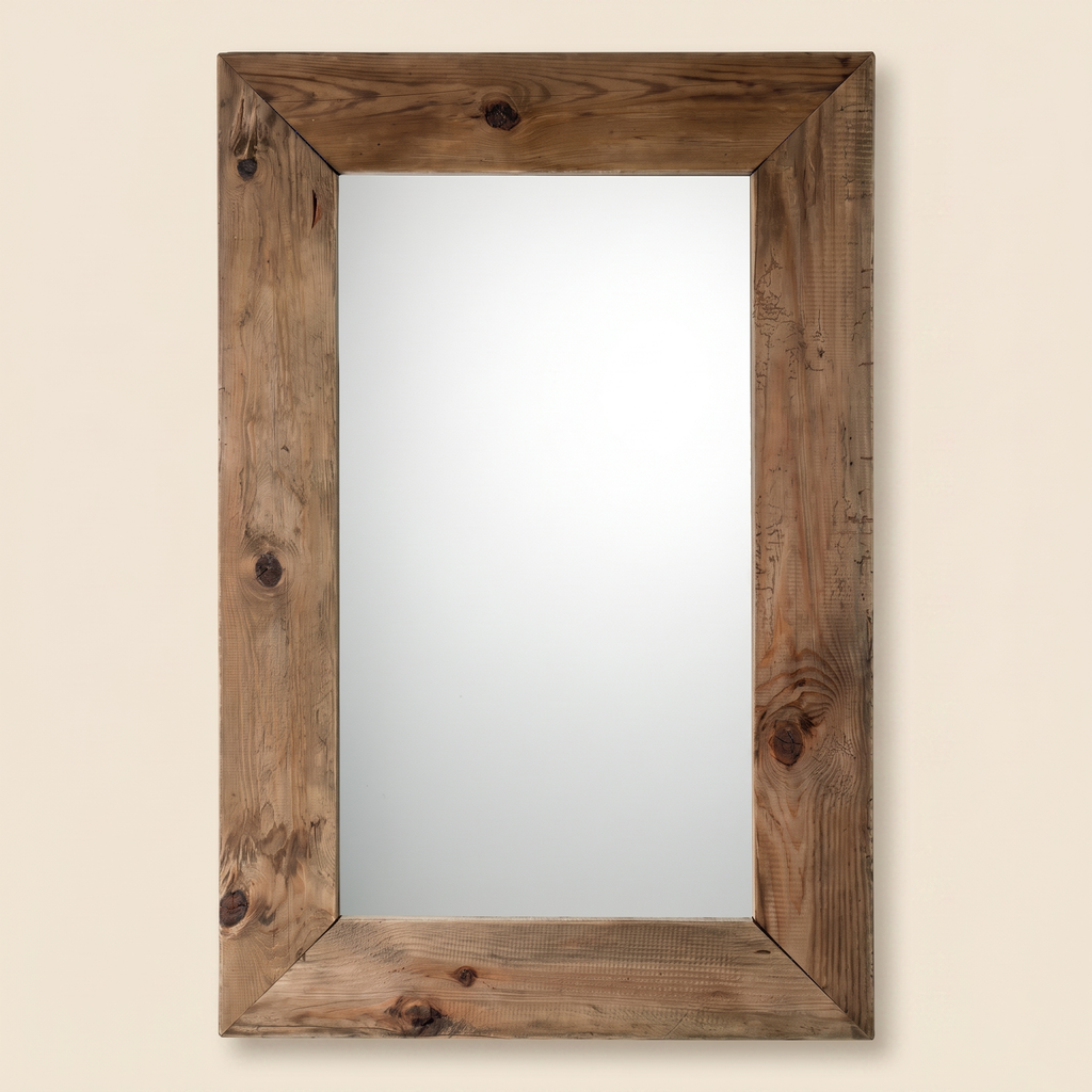 Specchiera Rettangolare in Legno Riciclato – Stile Country Naturale
