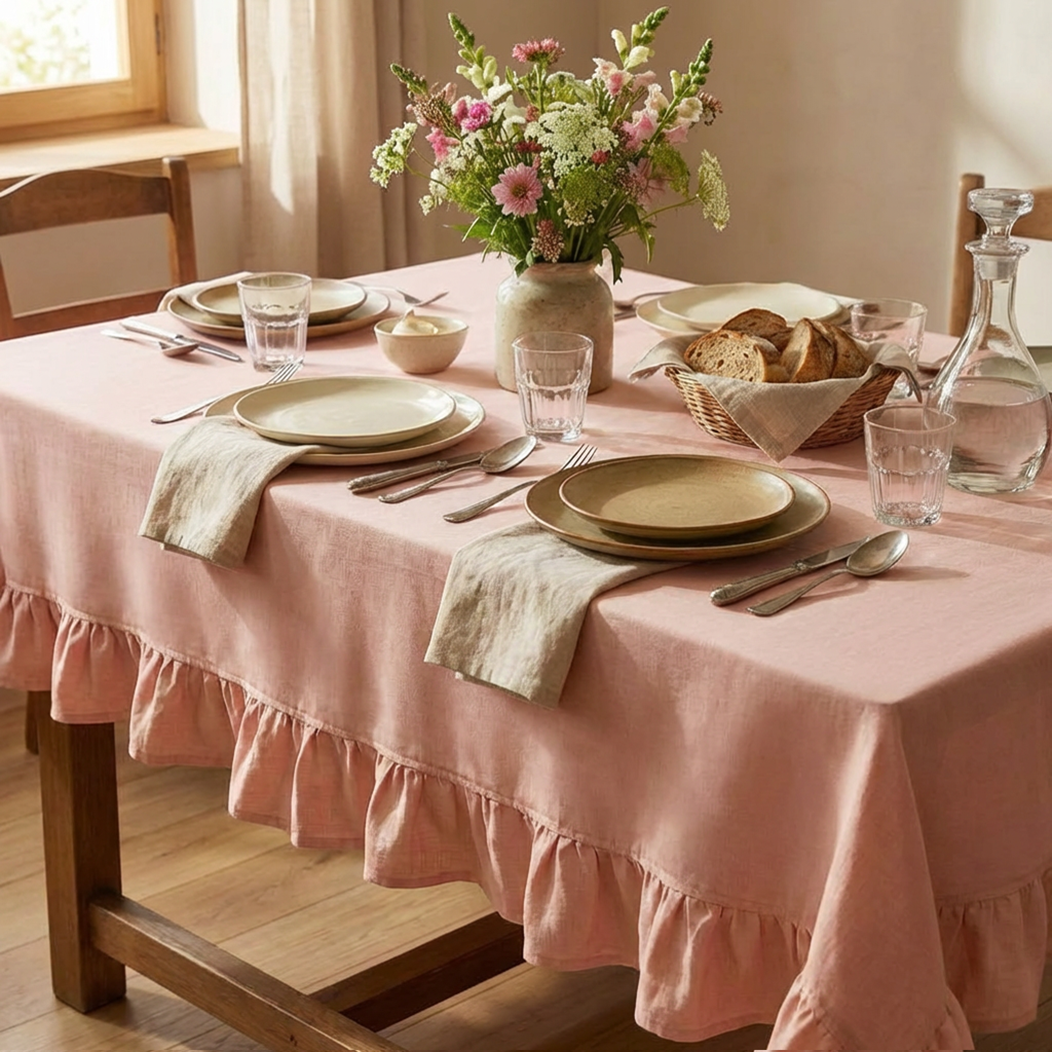 Tovaglia Annette con balza 160x200cm Tovaglia