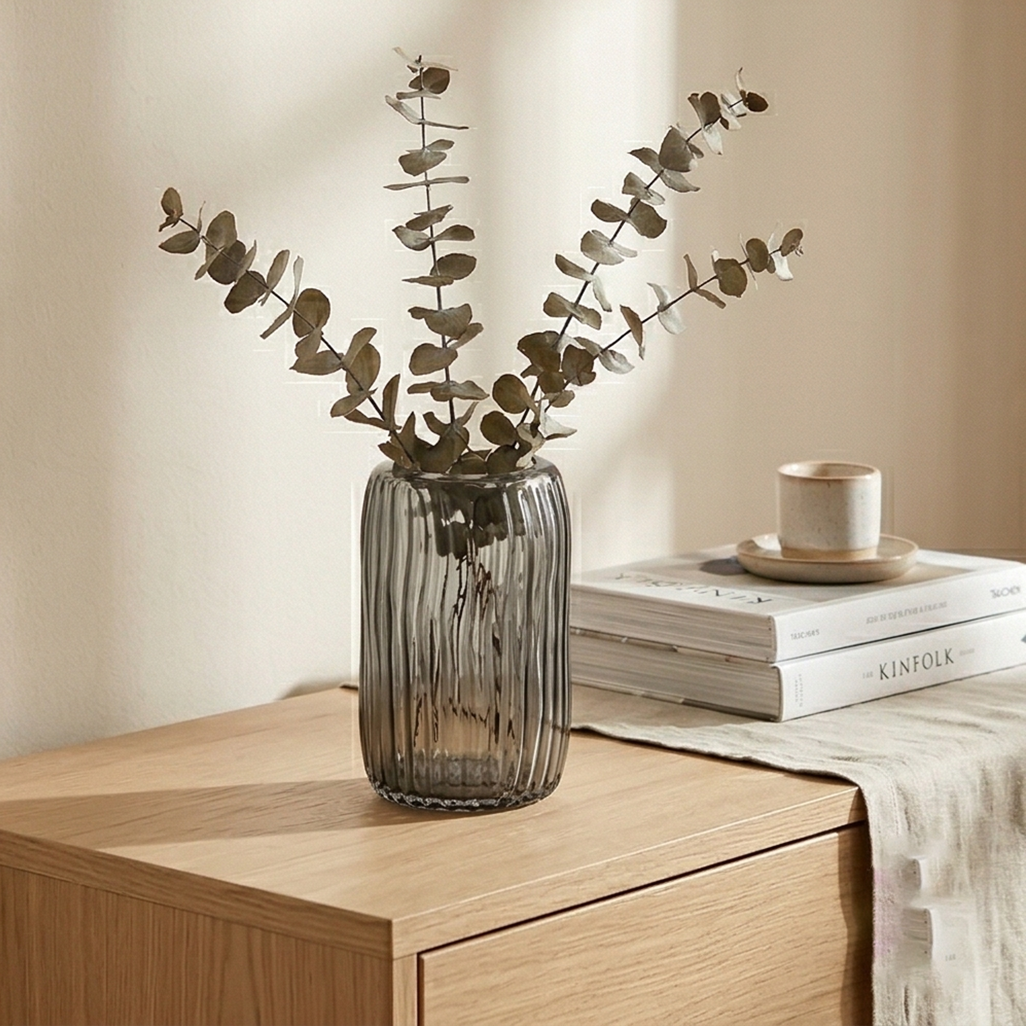 Vaso cilindrico righe grigio h.20