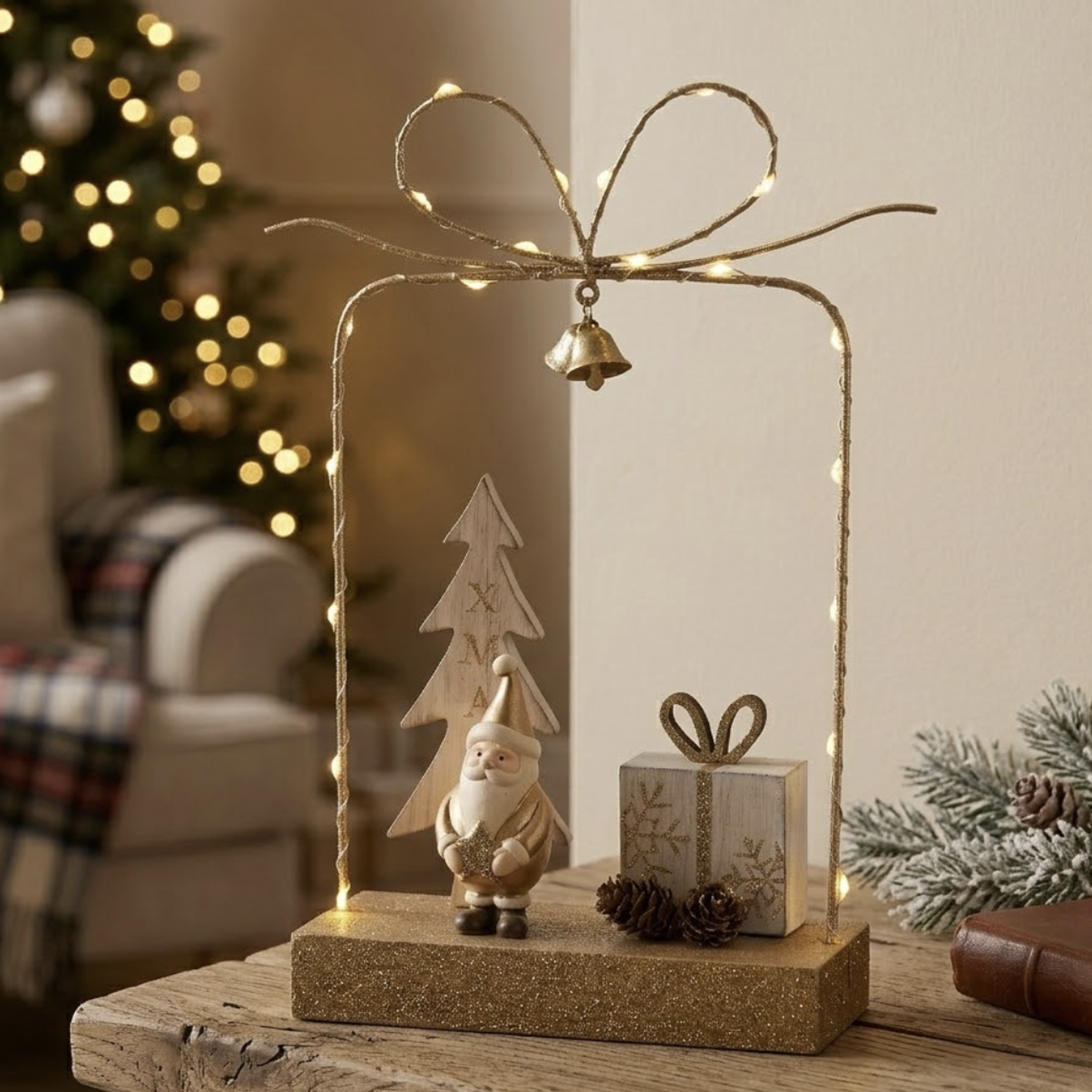 Decorazione led Fili di luce Babbo natale