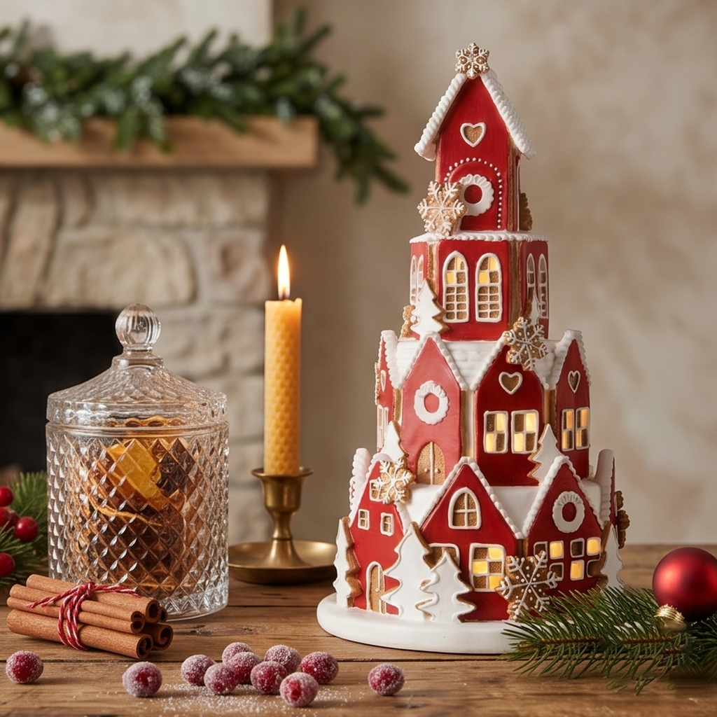 Villaggio Gingerbread con led