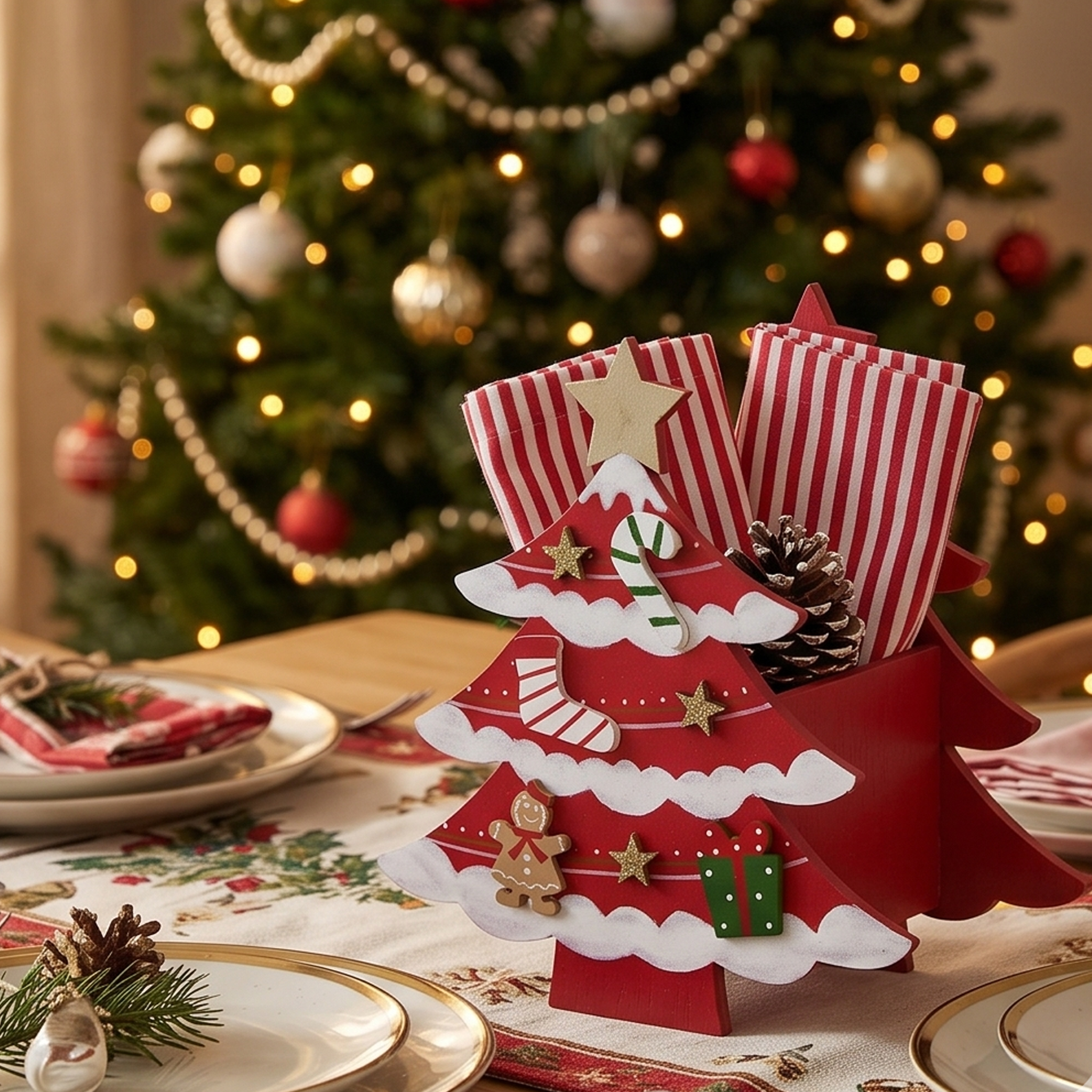 Contenitore albero natale rosso