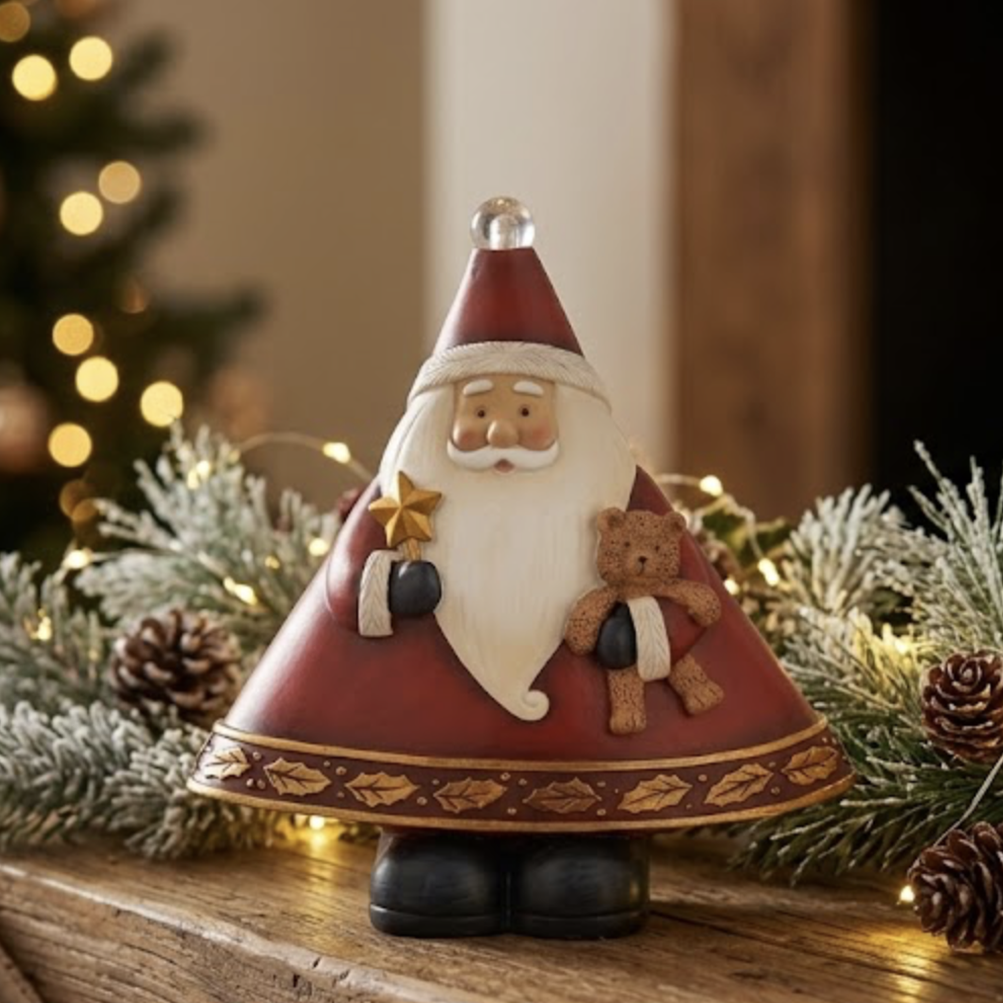 Babbo natale con led Allegria delle feste h.19cm