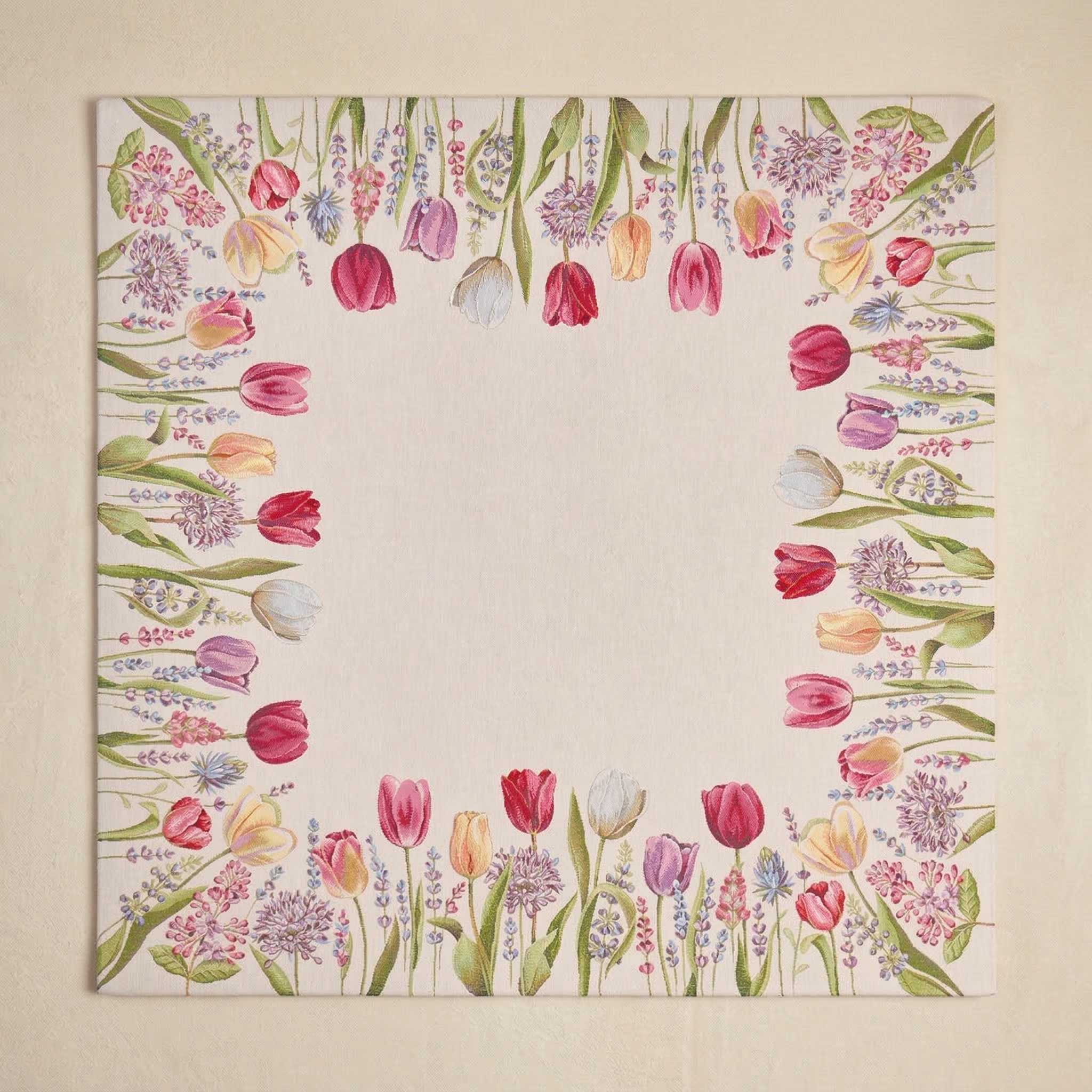 Tovaglia centrotavola Storie Fiorite Tulipani 100x100cm