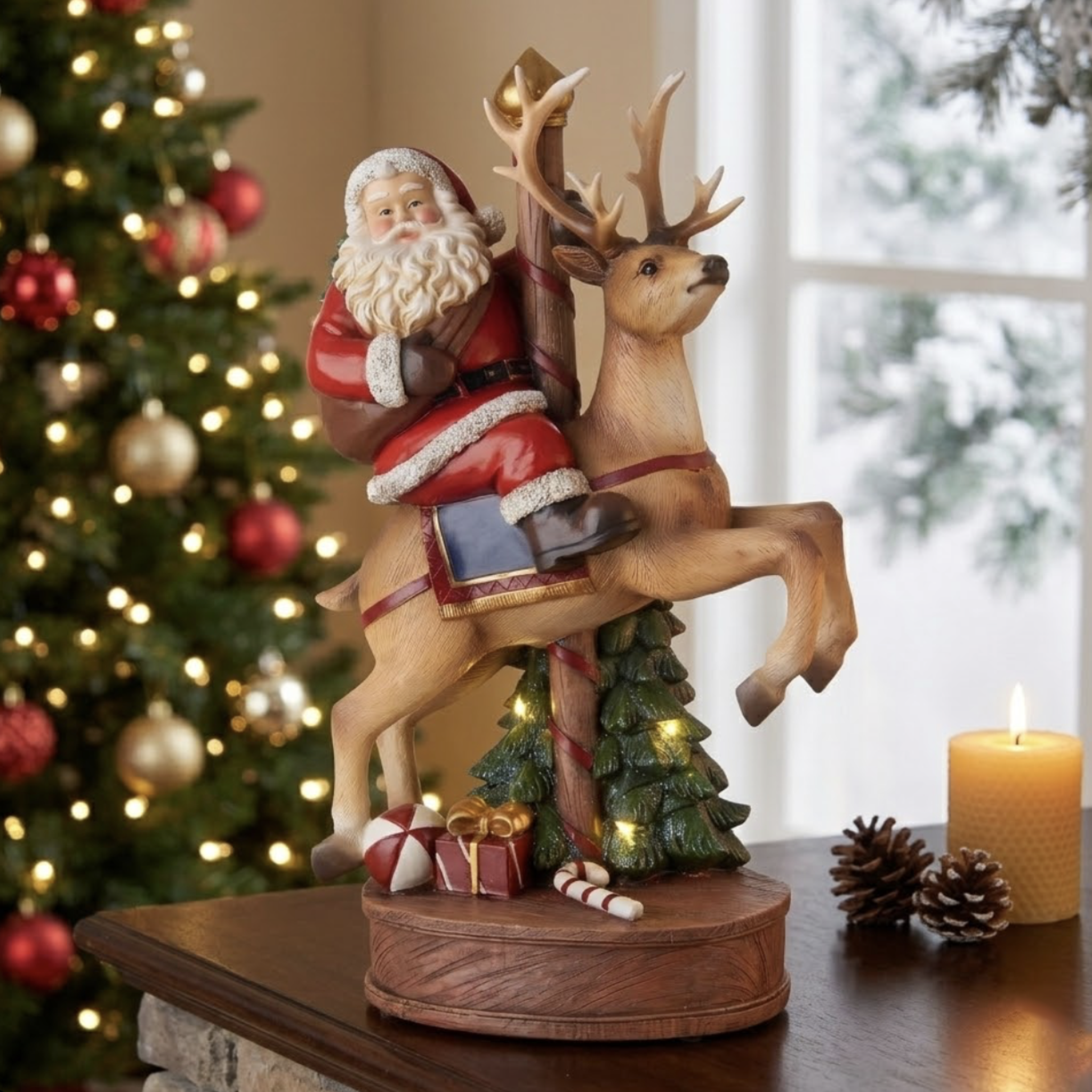 Babbo Natale con led Happy Santa renna