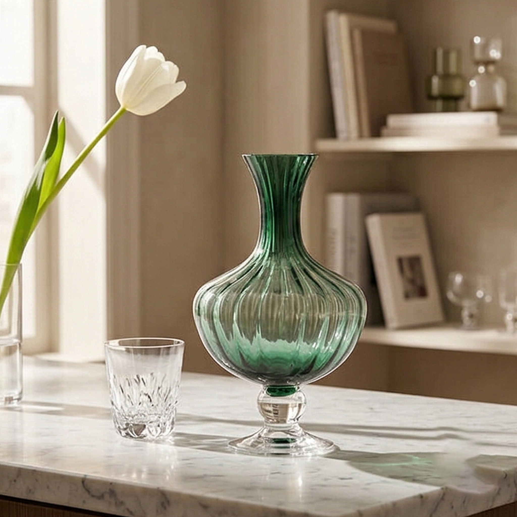 Vaso anfora verde h.30