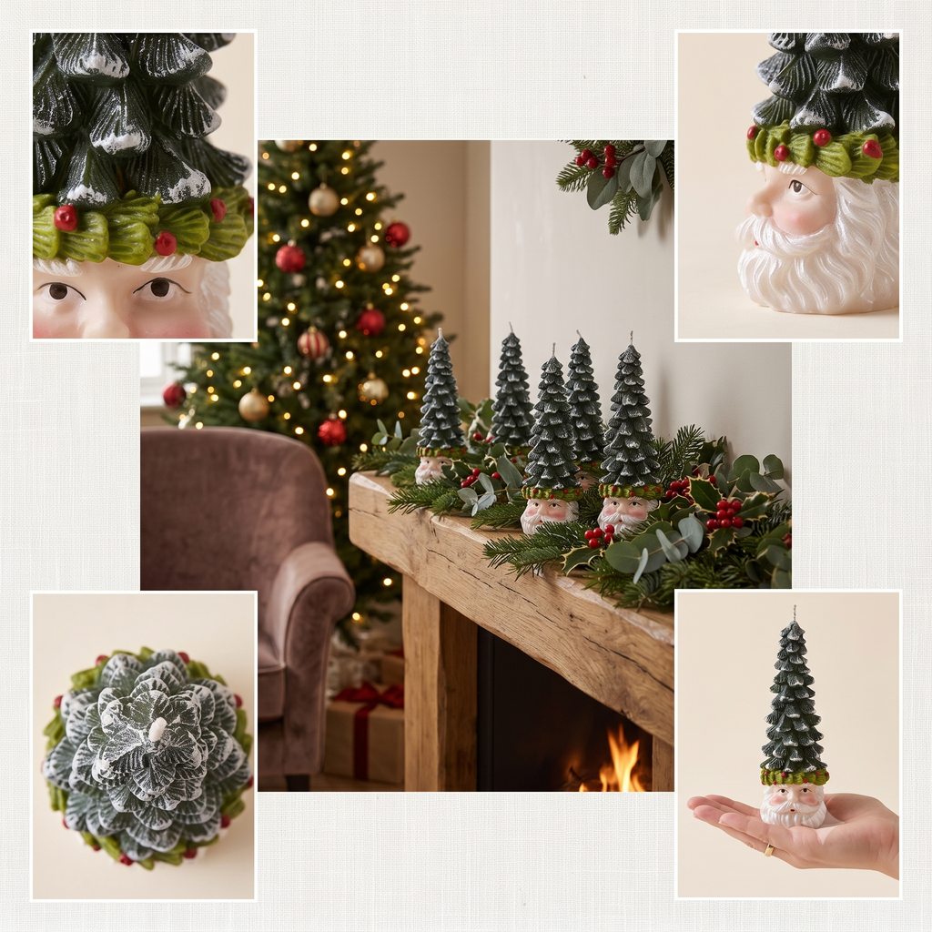 Candela Babbo Natale Testa Pino