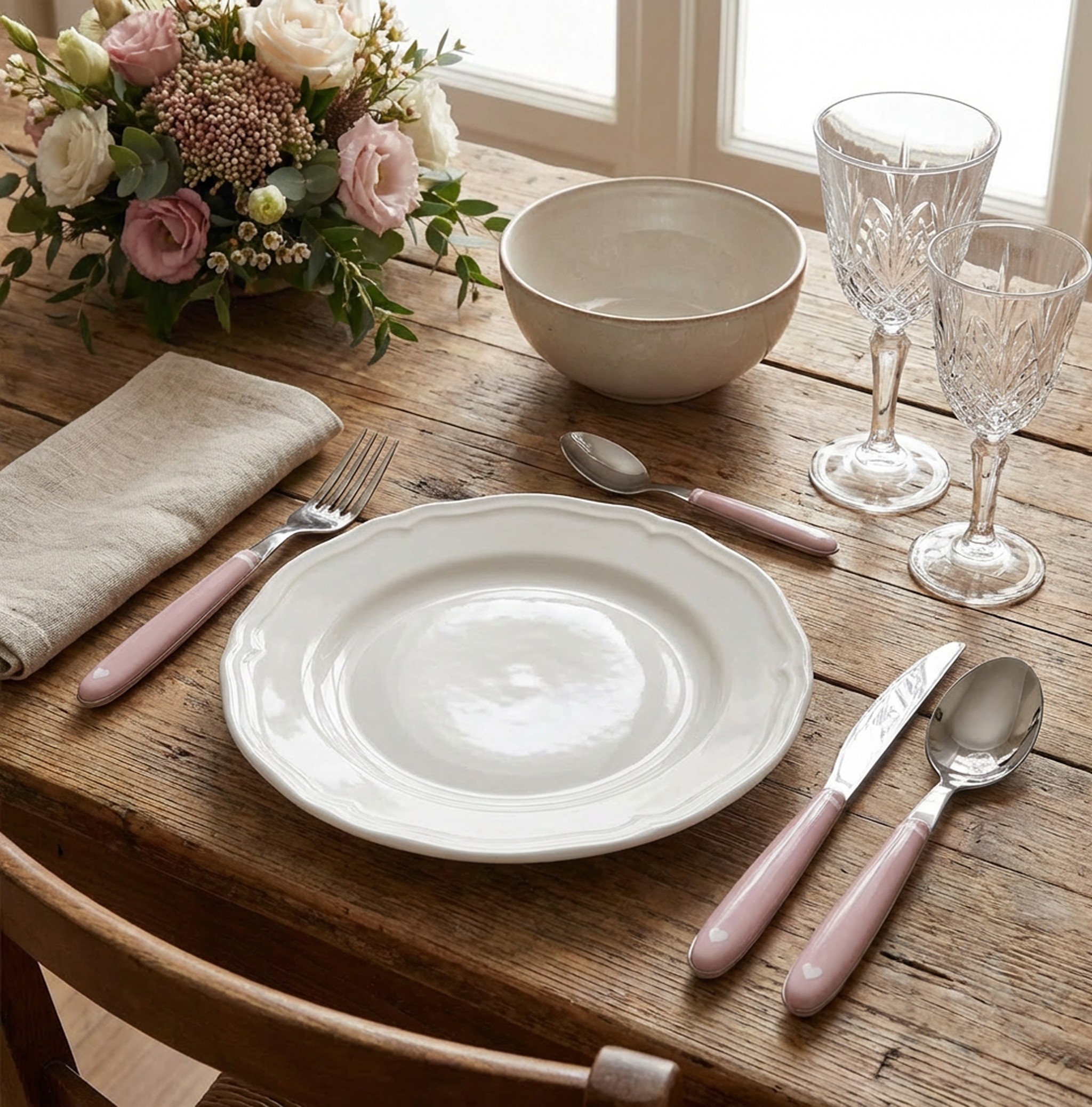 Set 24 posate Demetra rosa