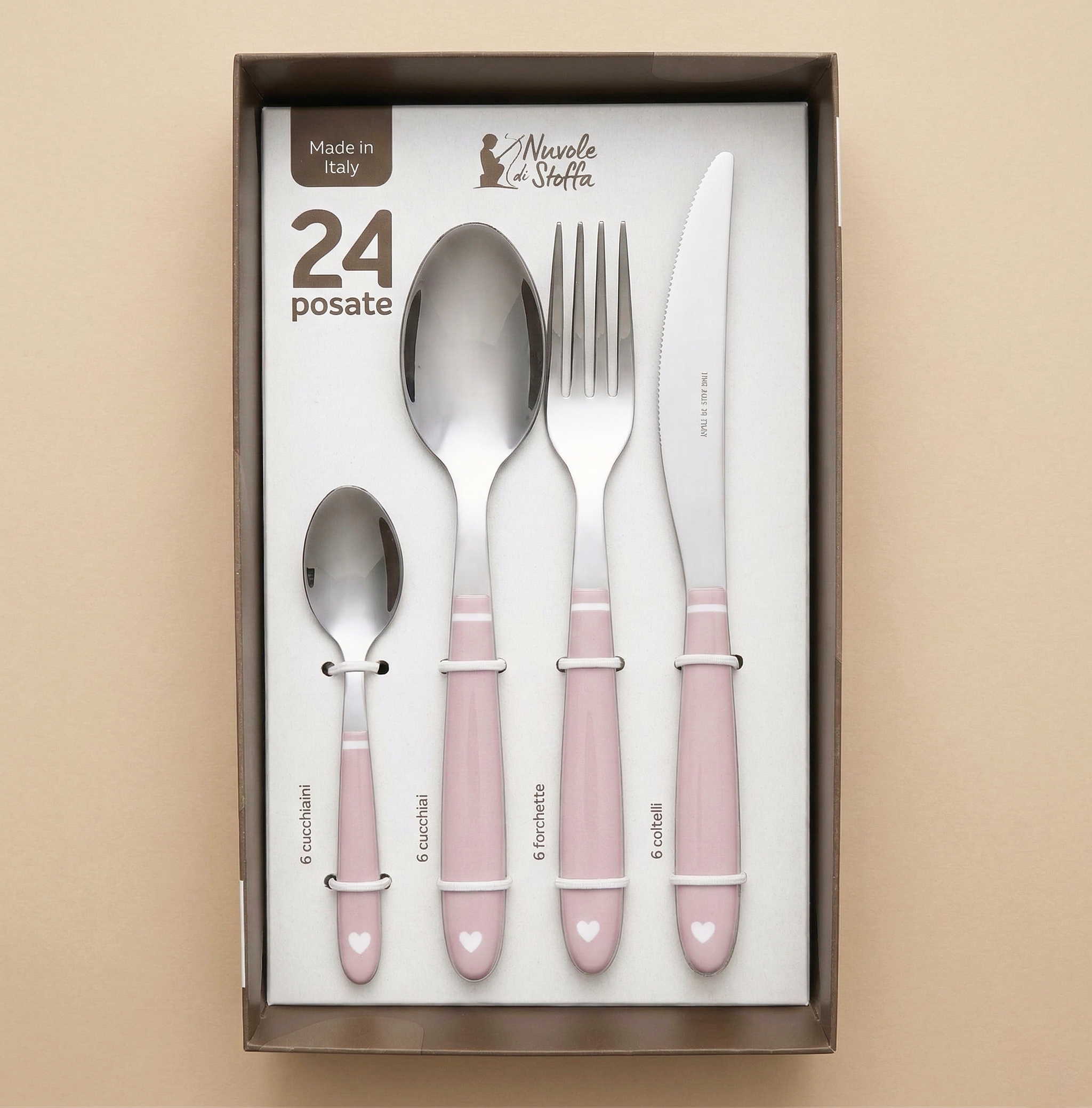 Set 24 posate Demetra rosa