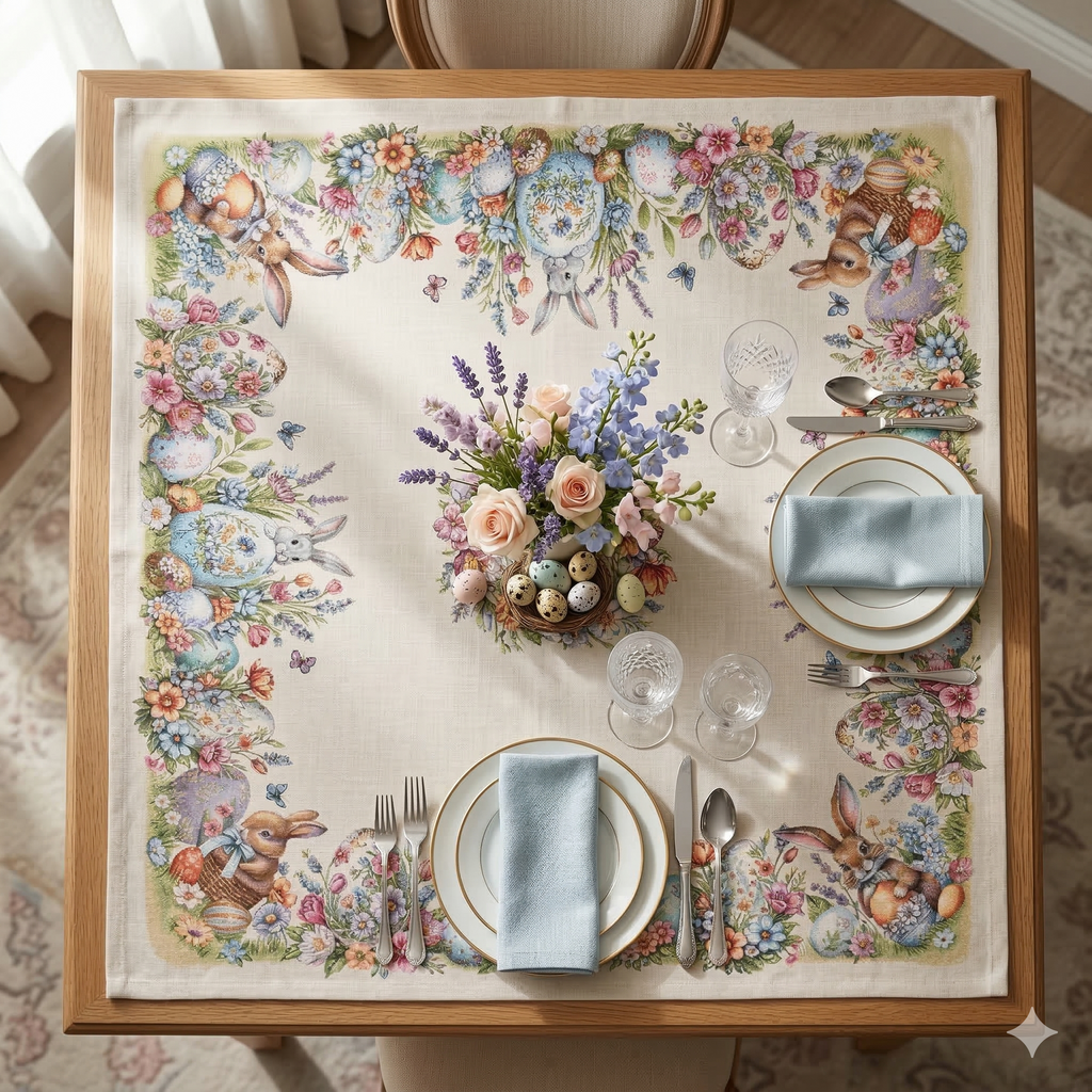 Tovaglia centrotavola Storie Fiorite 100x100cm