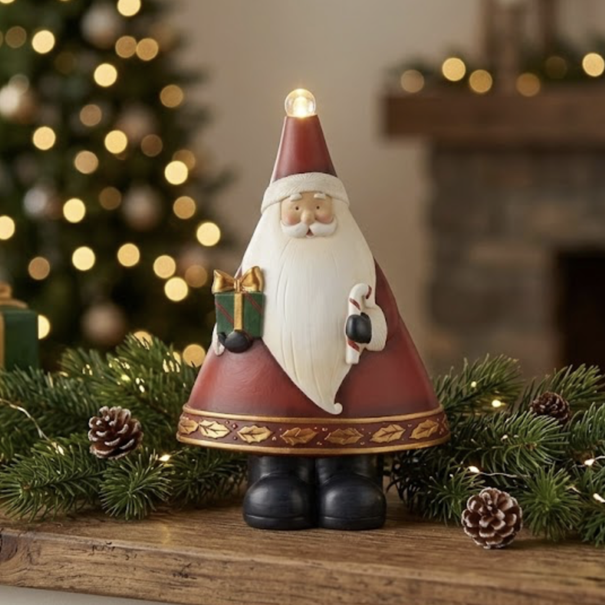 Babbo natale con led Allegria delle feste h.23cm