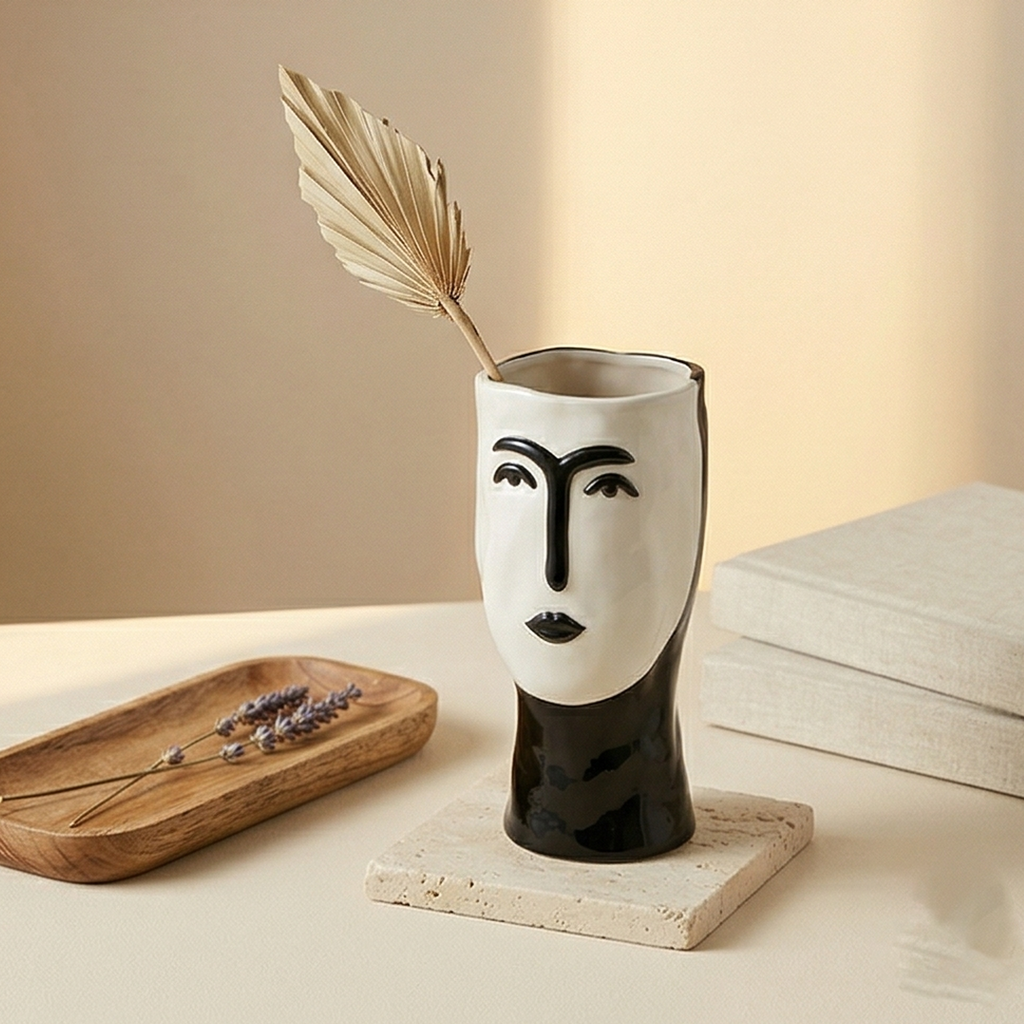 Vaso faccia Black&White h.29