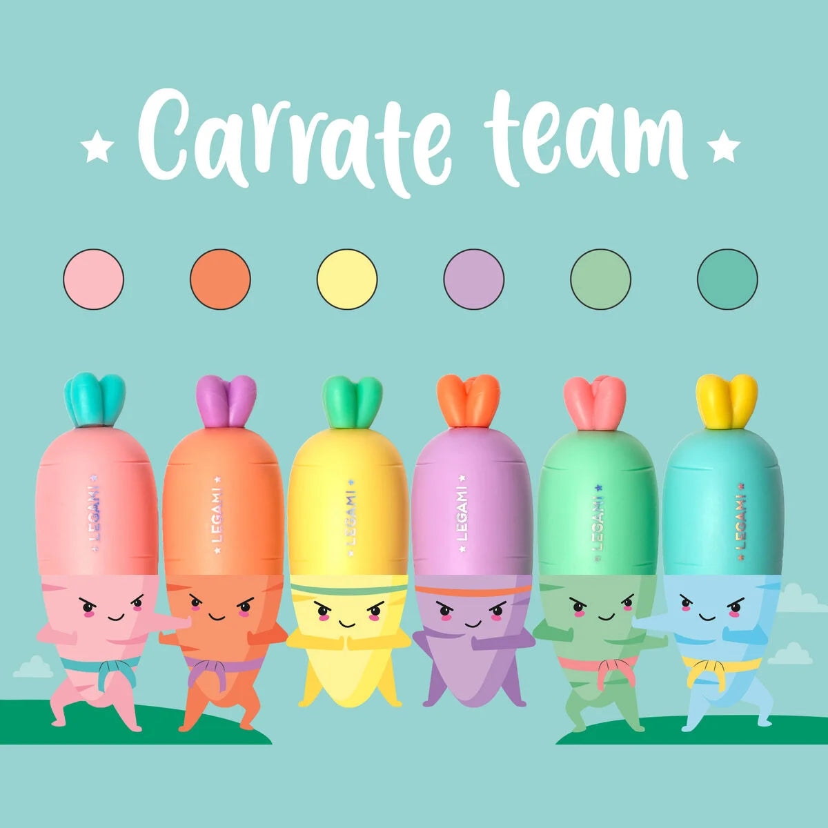Il Set di 6 Mini Evidenziatori Carrate Team Legami