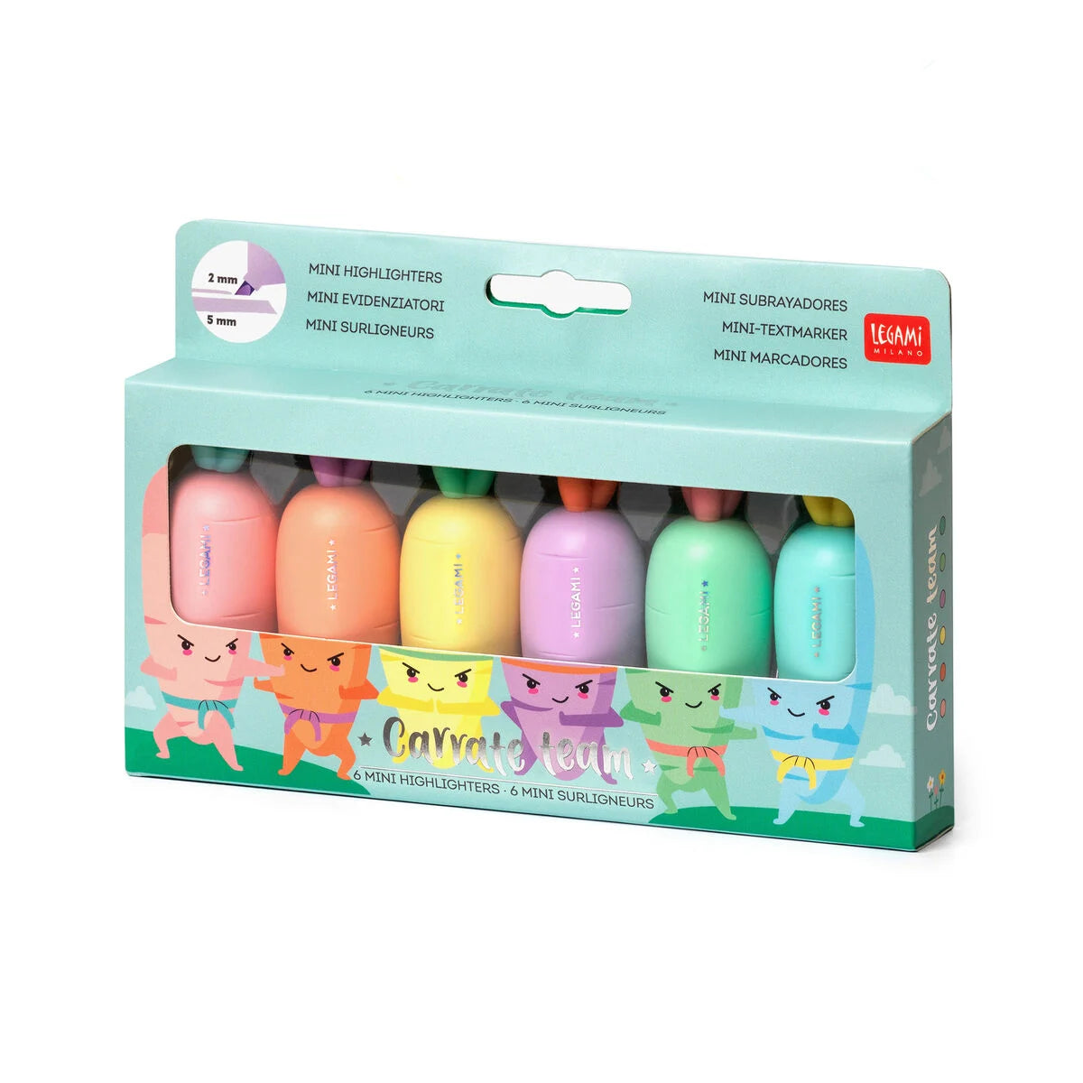 Il Set di 6 Mini Evidenziatori Carrate Team Legami