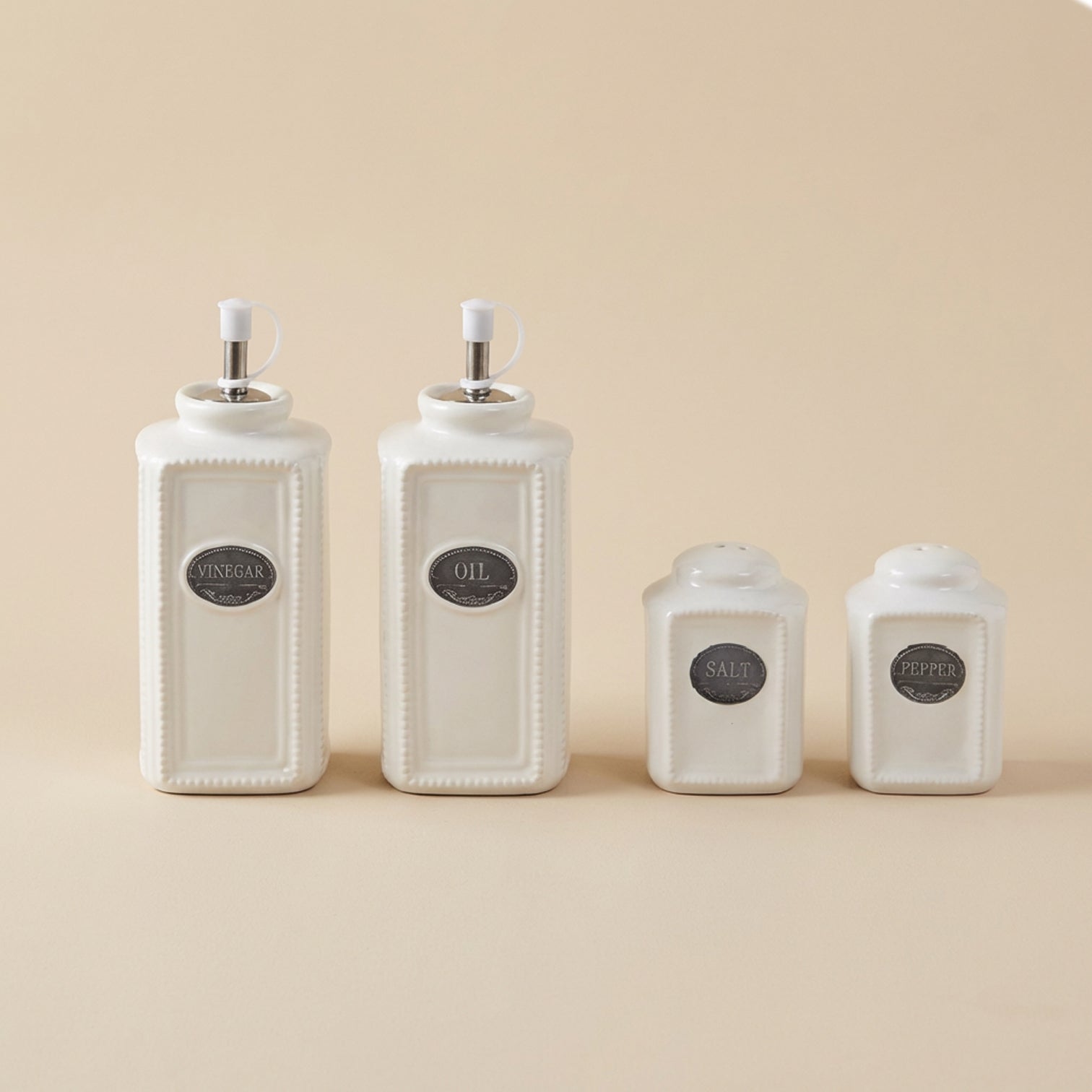 Set olio, aceto, sale, pepe