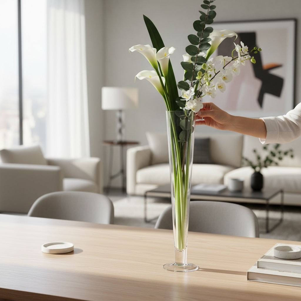 Vaso piedistallo h.60cm Vaso vetro