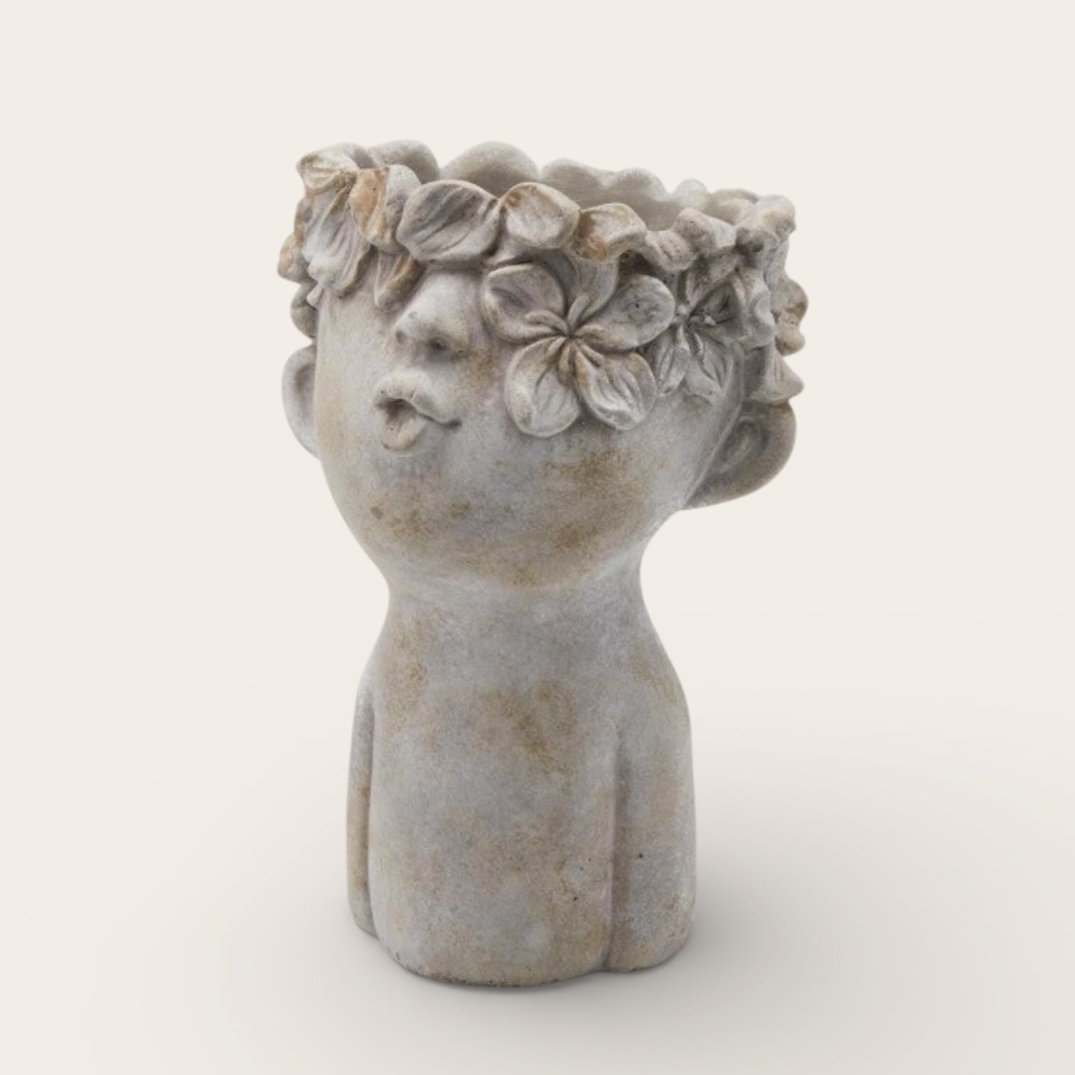 Vaso cemento testa fiori h.26