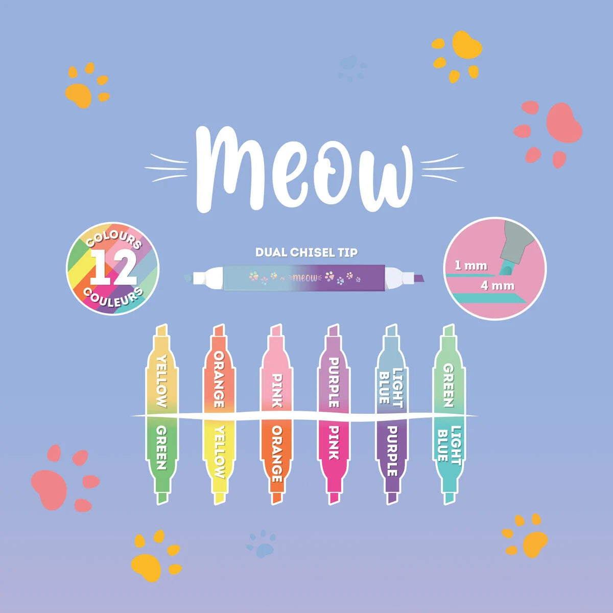 Set di 6 Evidenziatori Doppia Punta Kitty - Legami Meow