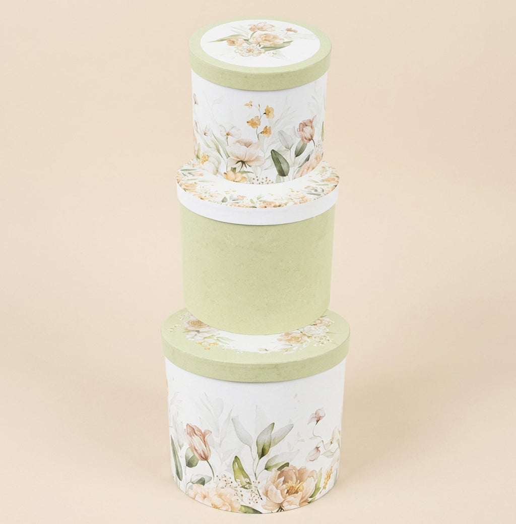 Set 3 scatole tonde Flower Garden Scatola