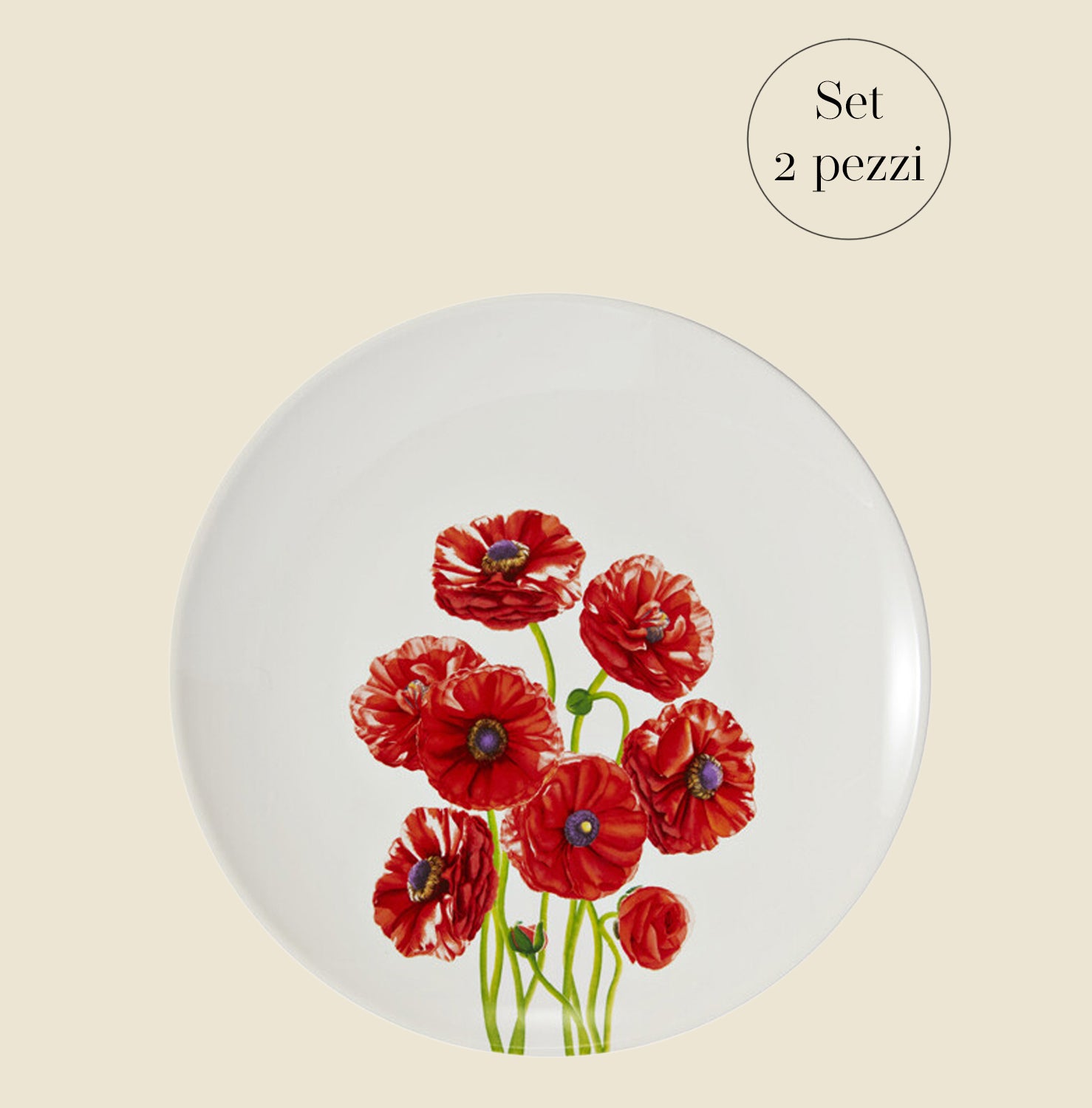 Set 2 piatti dessert 19cm "Floriade" papaveri