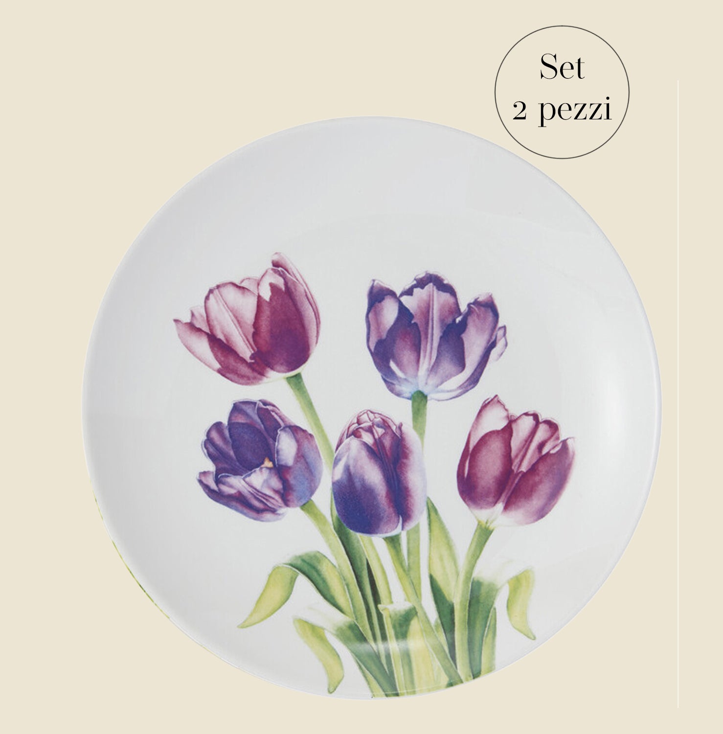 Set 2 piatti piani 23cm "Floriade" tulipani