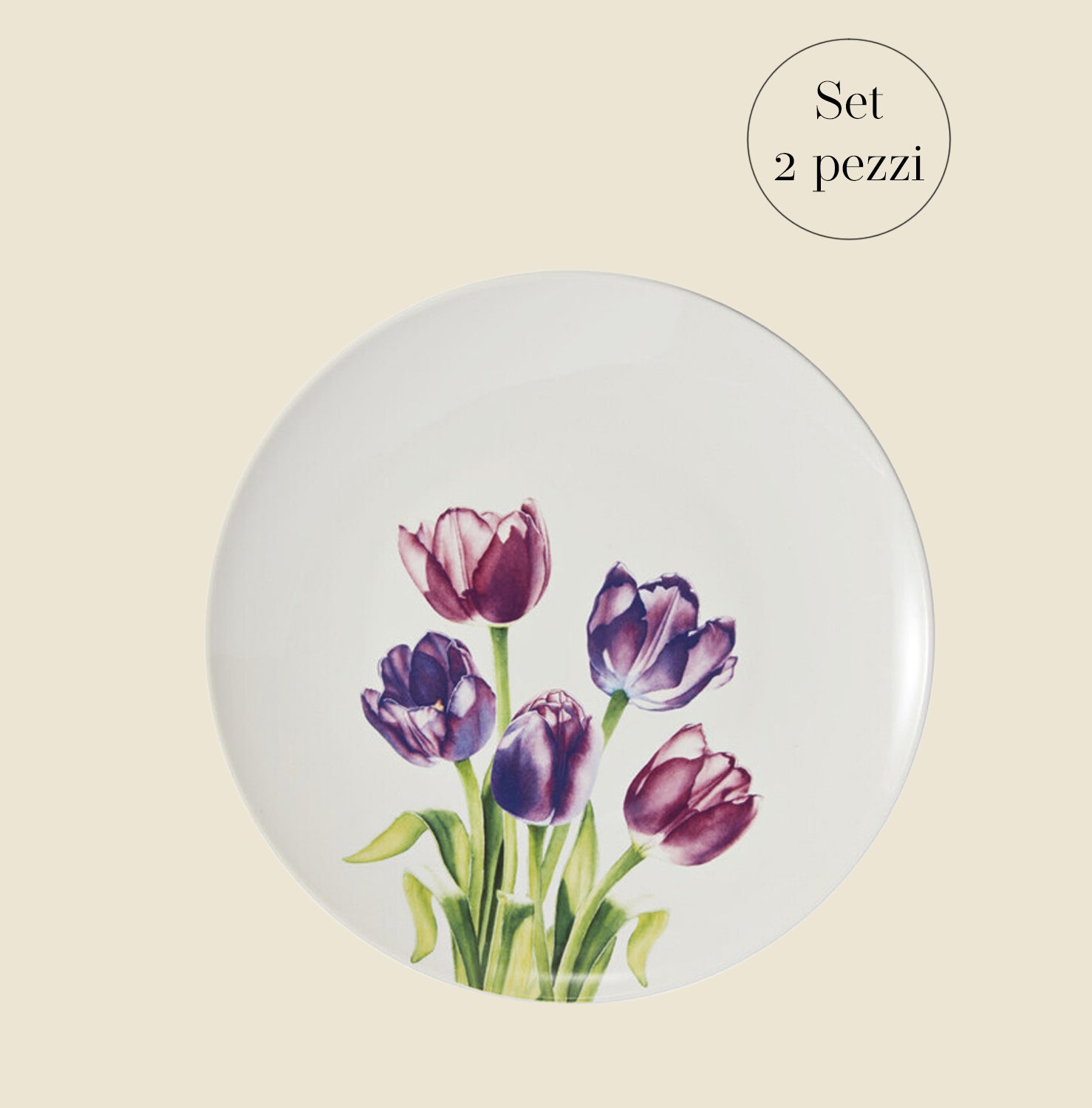 Set 2 piatti dessert "Floriade" tulipani