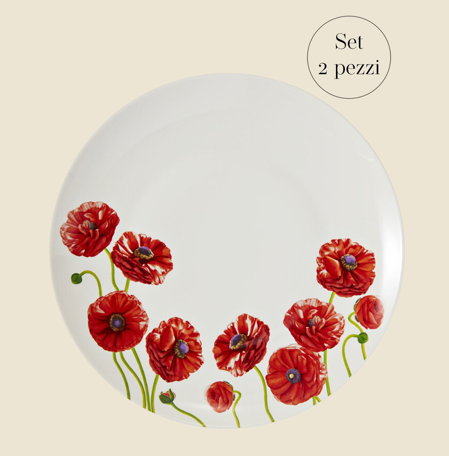 Set 2 piatti piani 27cm "Floriade" papaveri