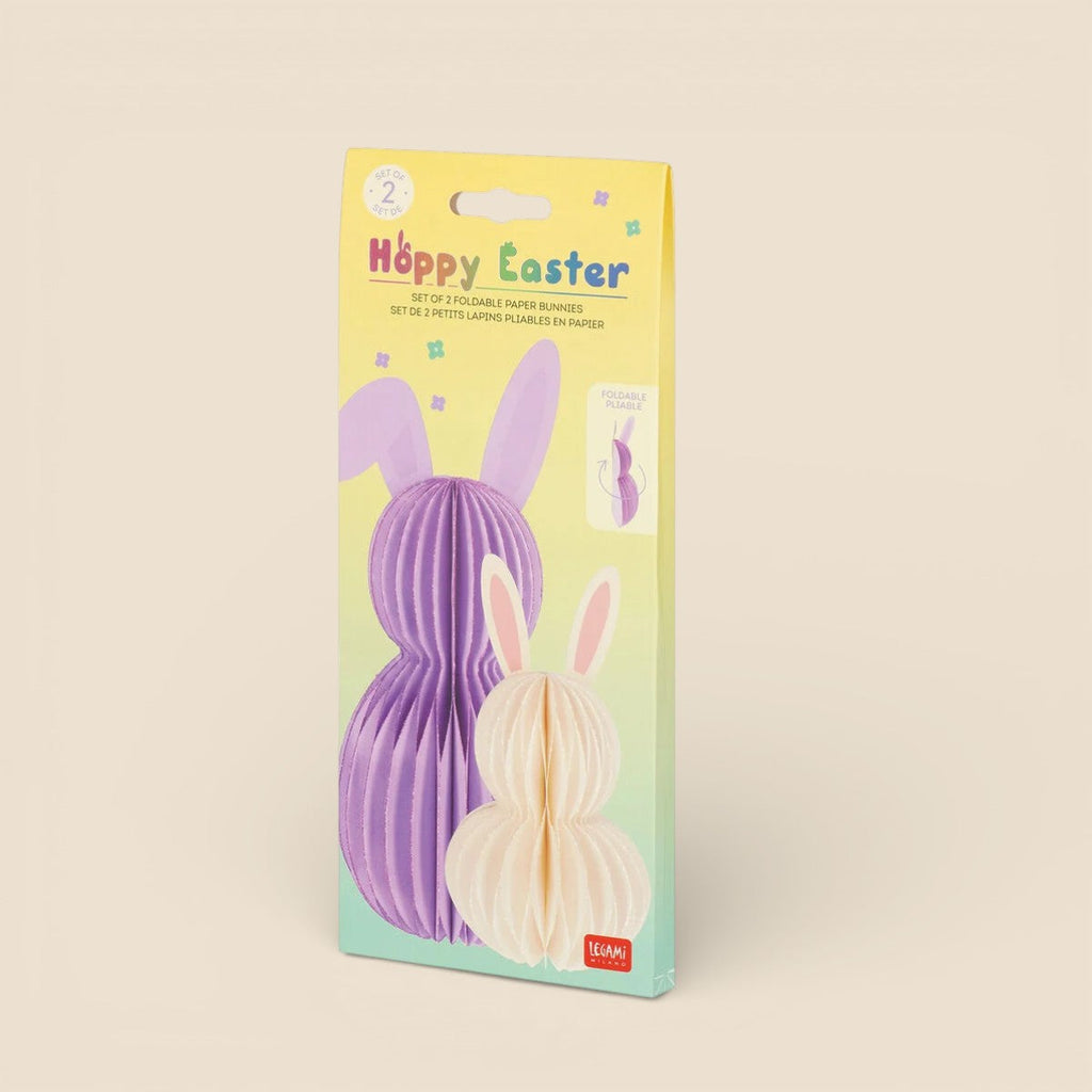 Set di 2 Coniglietti Pieghevoli in Carta - Hoppy Easter Decorazioni Pasquali