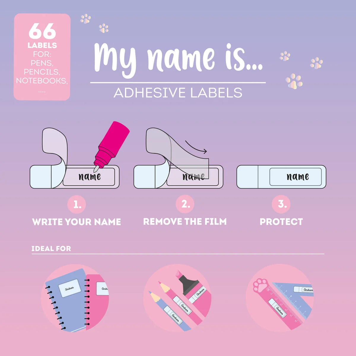 Etichette adesive My Names is - Legami Kitty